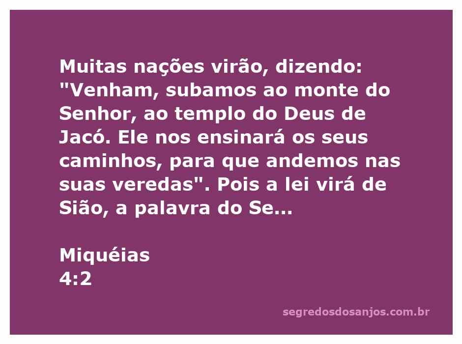 Imagem representando Miquéias 4:2, onde muitas nações se reúnem ao monte do Senhor para aprender seus caminhos.