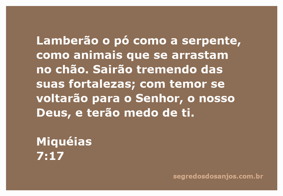 Ilustração de Miquéias 7:17 mostrando serpentes lambendo o chão, simbolizando a humilhação e o temor diante de Deus.