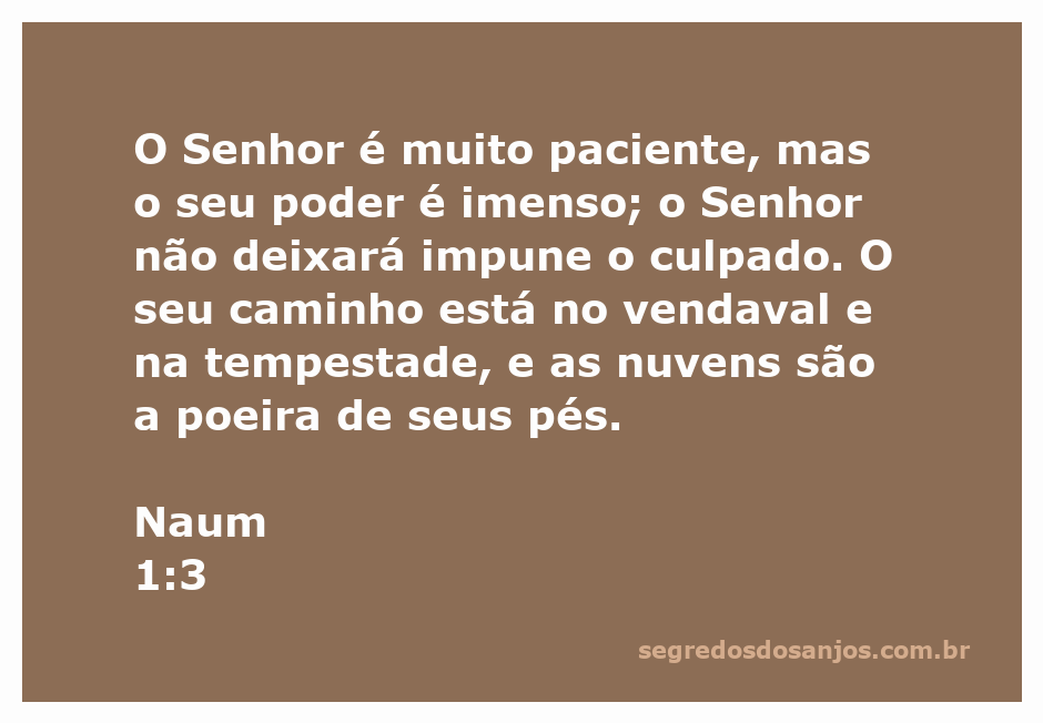 Ilustração do versículo Naum 1:3, representando a paciência e o poder de Deus em meio a tempestades.