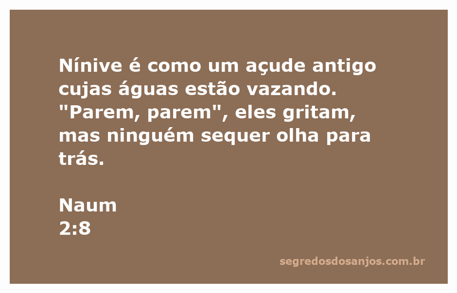 Ilustração de Nínive representada como um açude antigo, simbolizando a queda da cidade.