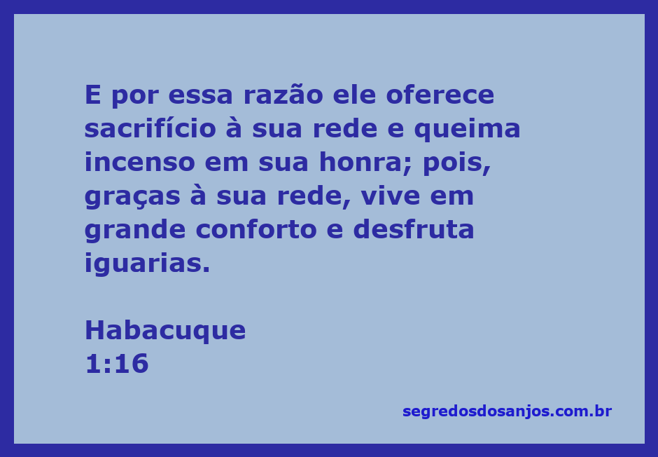 Representação de Habacuque 1:16, destacando a oferta de sacrifícios e incenso em honra à rede.