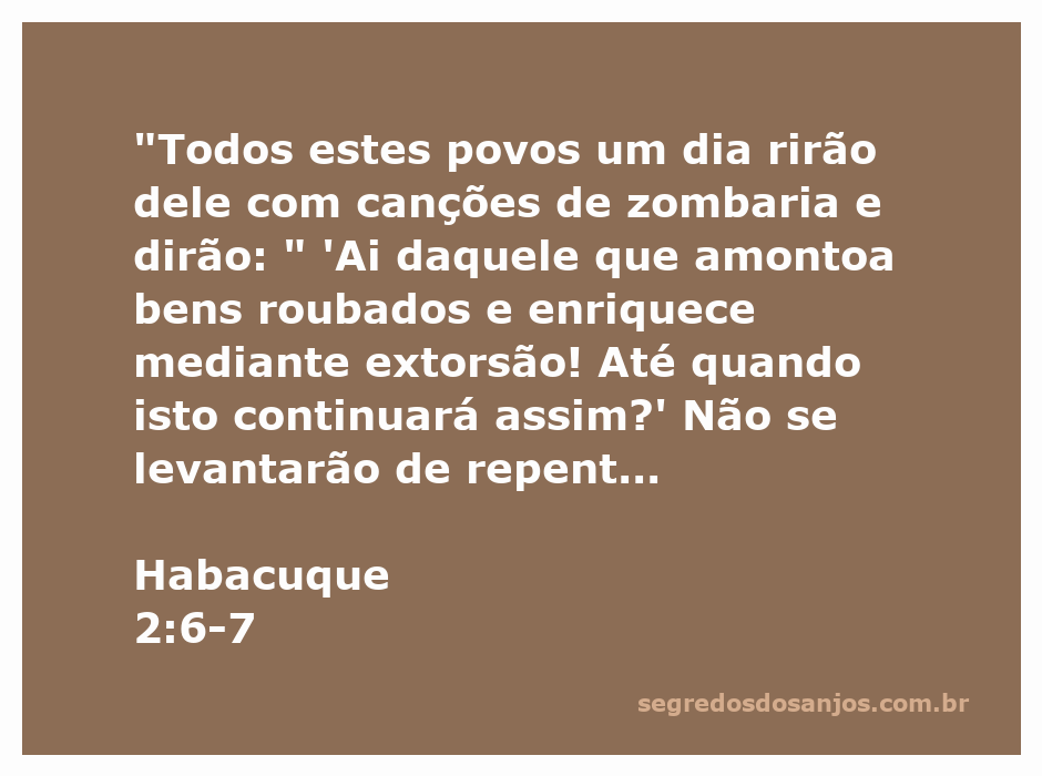 Ilustração de Habacuque 2:6-7, retratando a crítica à ganância e à extorsão.