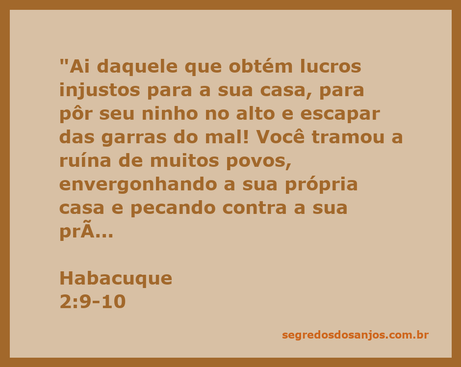 Ilustração representando a advertência de Habacuque sobre lucros injustos e suas consequências.