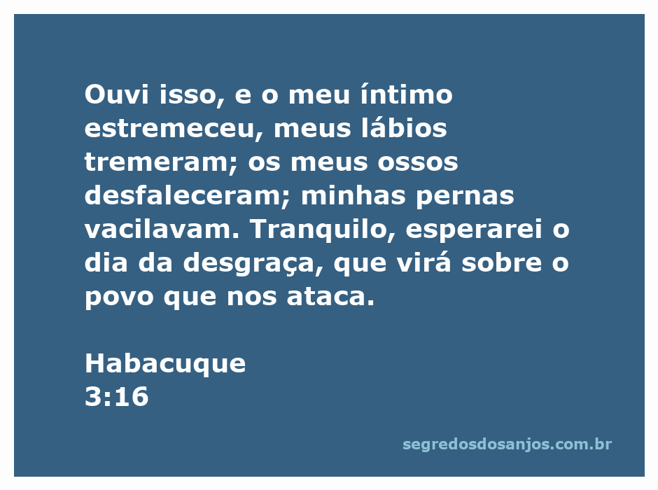 O versículo de Habacuque 3:16, que expressa a angústia e a espera pela justiça divina.