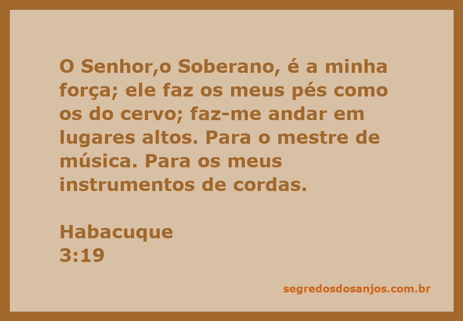 Versículo de Habacuque 3:19 com imagem de um cervo em um terreno elevado.