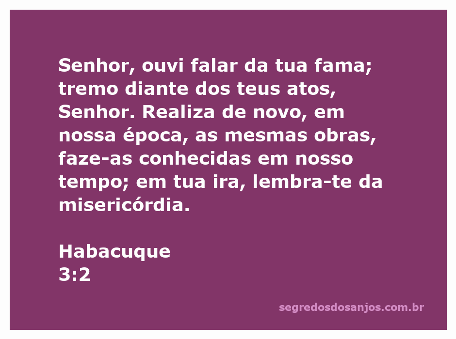 Versículo de Habacuque 3:2, refletindo sobre a grandeza de Deus e a súplica por misericórdia.