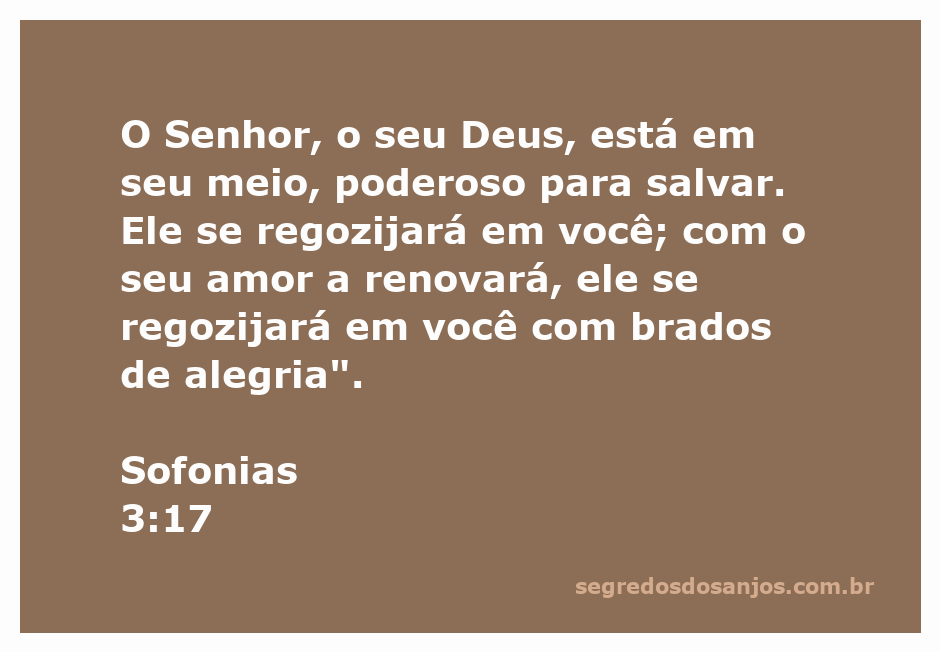 Ilustração do versículo Sofonias 3:17, mostrando Deus alegremente presente entre o Seu povo