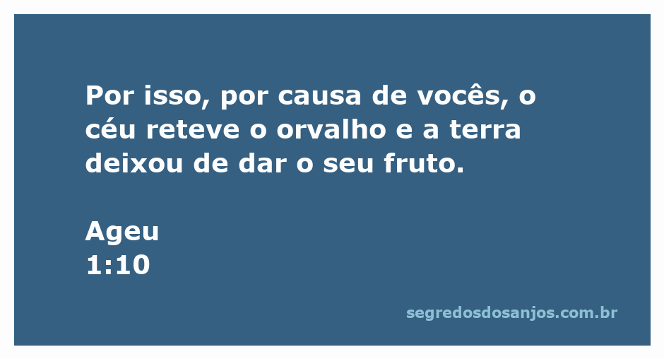 Ilustração do versículo Ageu 1:10, destacando a relação entre a desobediência e a retenção do orvalho e a falta de frutos na terra.