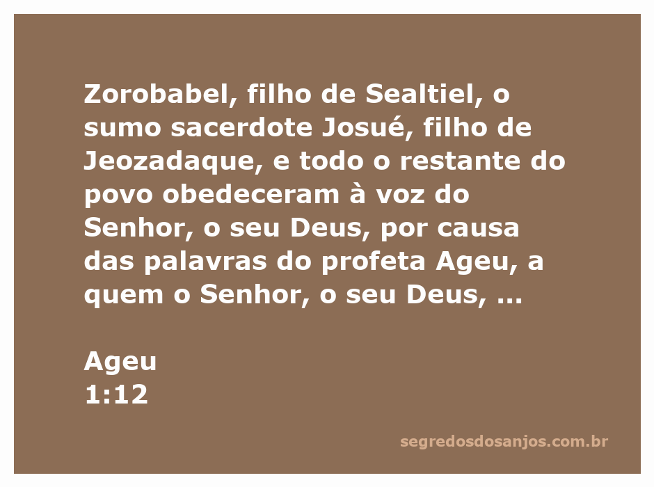 Imagem representativa do versículo Ageu 1:12, mostrando Zorobabel, Josué e o povo obedecendo a palavra do Senhor.