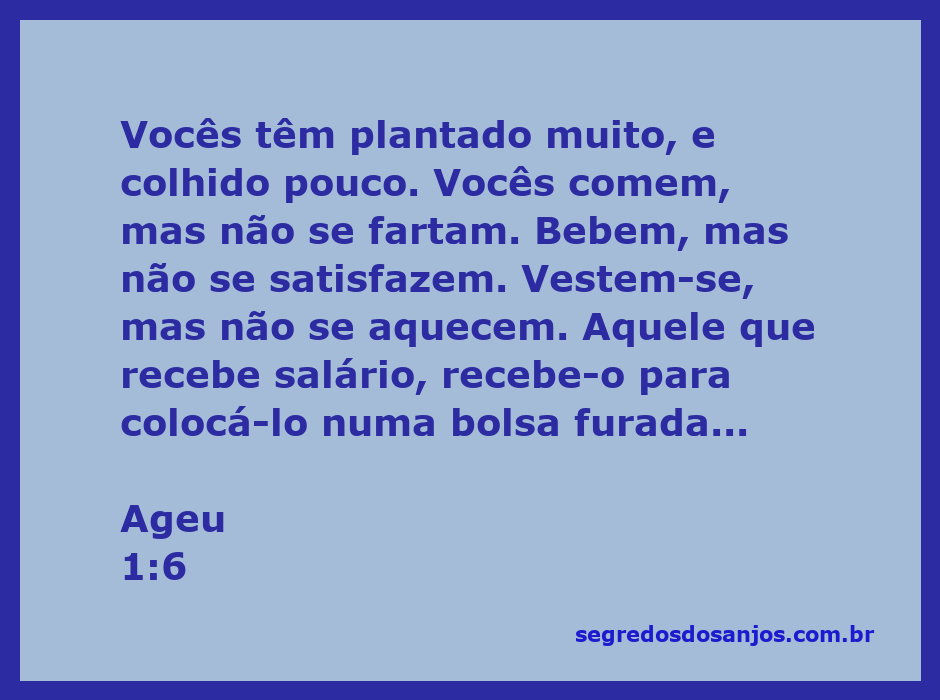 Ilustração do versículo Ageu 1:6, mostrando a luta de pessoas que trabalham arduamente, mas não conseguem desfrutar dos frutos de seu labor.