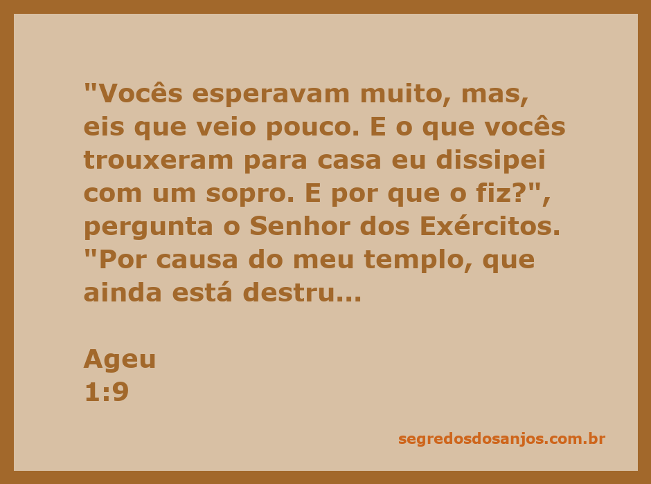 Imagem representativa do versículo Ageu 1:9, destacando a mensagem sobre a importância do templo e a negligência das prioridades espirituais.