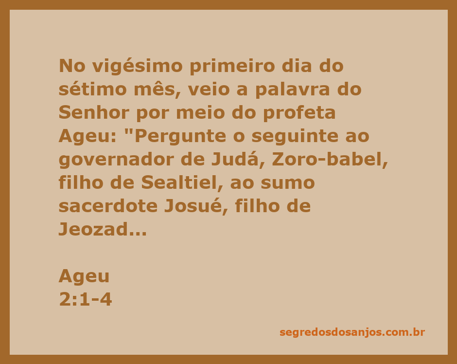 Imagem do profeta Ageu encorajando Zorobabel e Josué a reconstruir o templo.