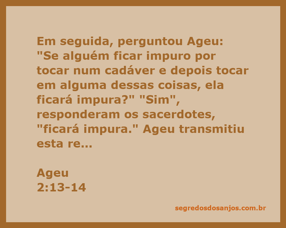 Ilustração da passagem bíblica Ageu 2:13-14, destacando a impureza espiritual do povo.
