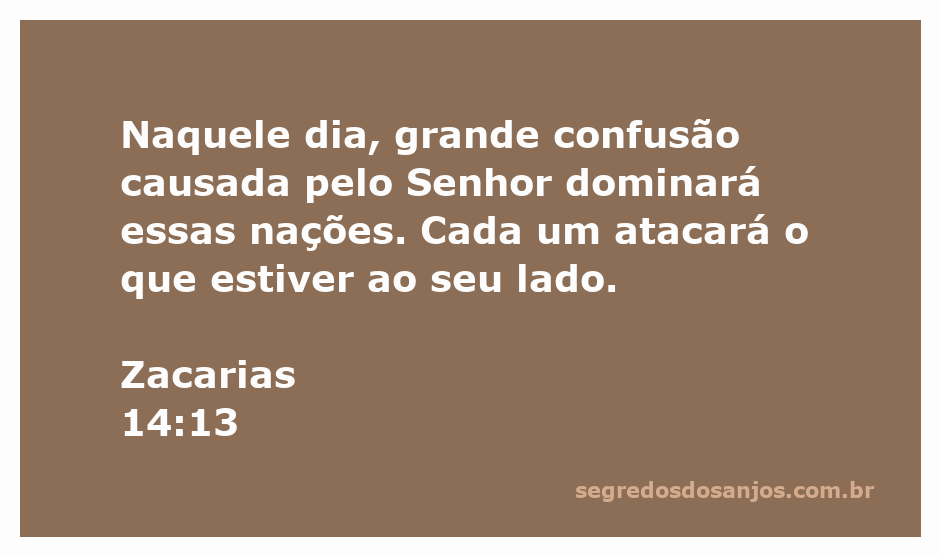 Ilustração da confusão entre nações conforme Zacarias 14:13, com pessoas em conflito lado a lado.
