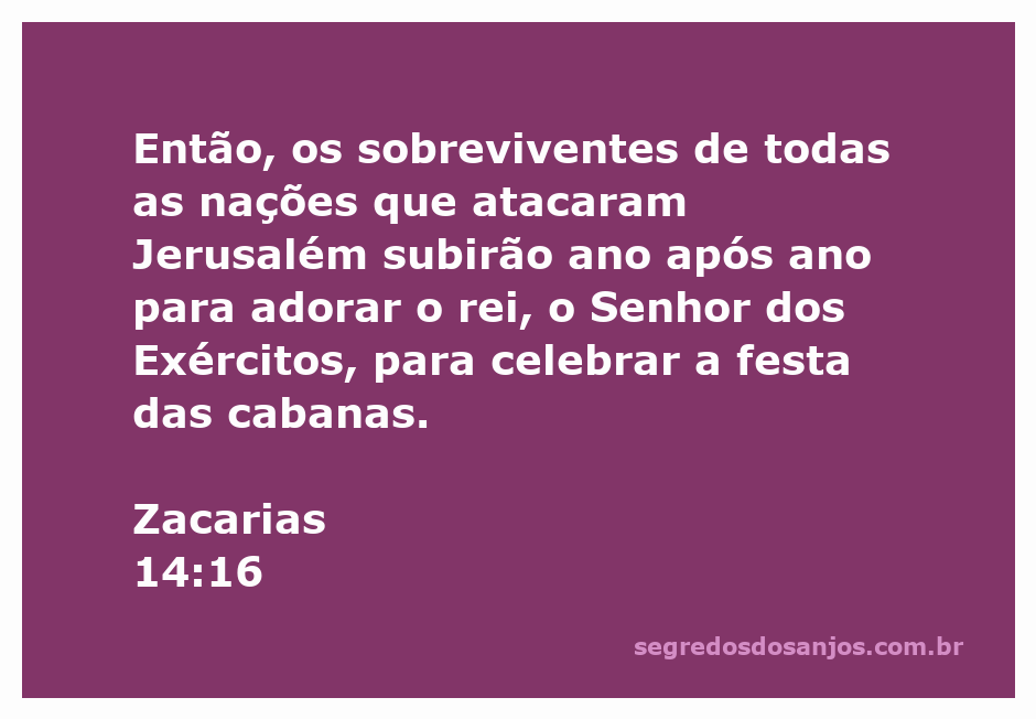 Ilustração de pessoas de várias nações subindo a Jerusalém para adorar o Senhor dos Exércitos durante a festa das cabanas.