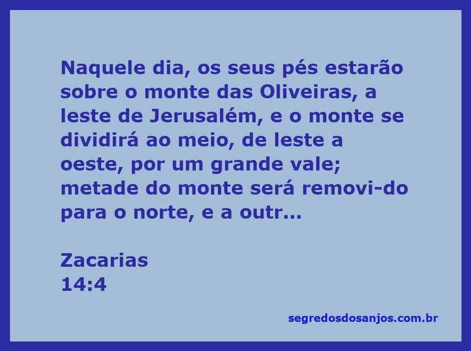 Representação artística do monte das Oliveiras com a divisão ao meio, conforme descrito em Zacarias 14:4.