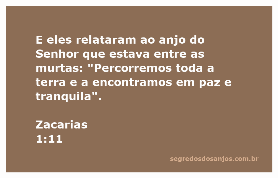 Anjo do Senhor entre as murtas, simbolizando paz e tranquilidade na terra.
