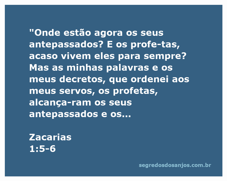 Ilustração de Zacarias 1:5-6, questionando sobre os antepassados e a permanência dos profetas