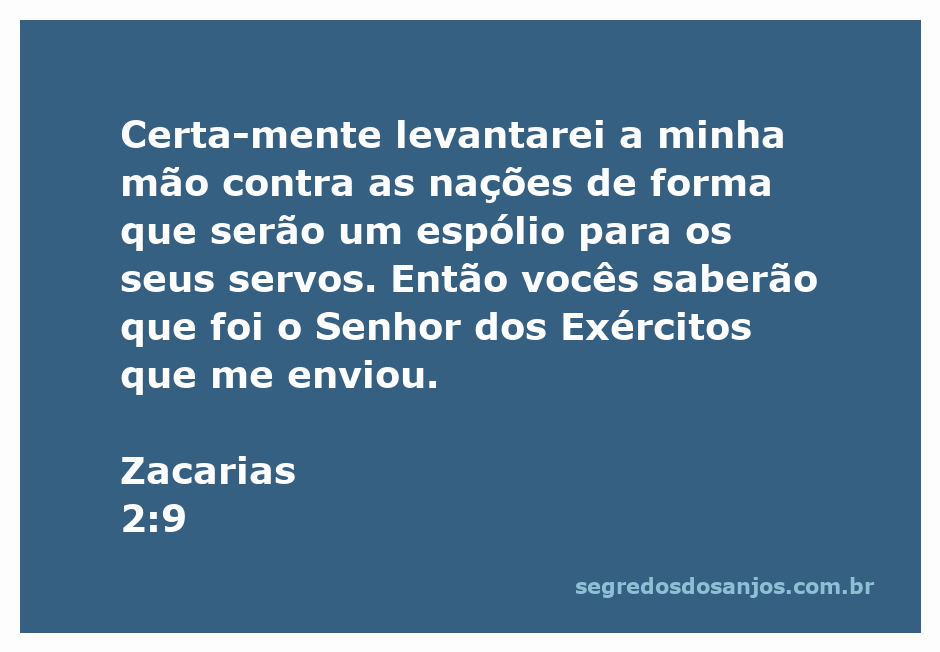 Imagem representativa da passagem Zacarias 2:9, mostrando a mão do Senhor levantada contra as nações.