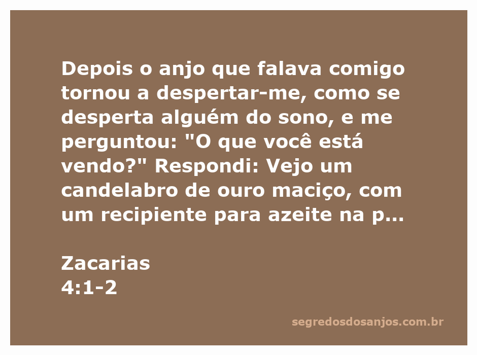 Candelabro de ouro com sete lâmpadas e recipiente para azeite, representando a visão de Zacarias 4:1-2.