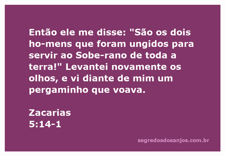 Imagem representativa de Zacarias 5:14-1, mostrando dois homens ungidos e um pergaminho voador.