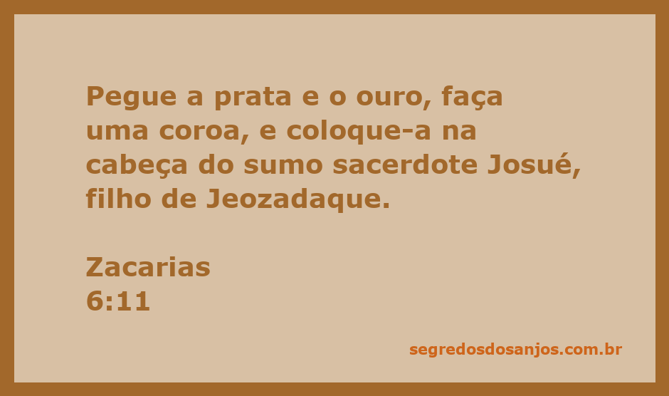 Coroa sendo colocada na cabeça do sumo sacerdote Josué, simbolizando a autoridade e a unção divina.