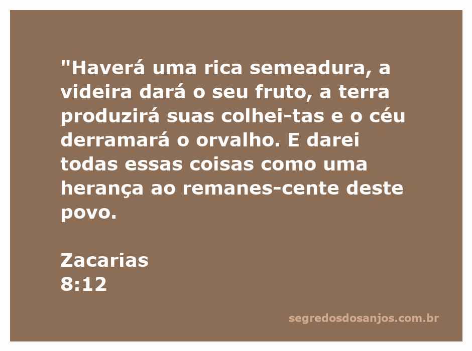 Ilustração representando a prosperidade e abundância prometidas em Zacarias 8:12, com uma videira carregada de frutas e uma paisagem fértil sob um céu azul.