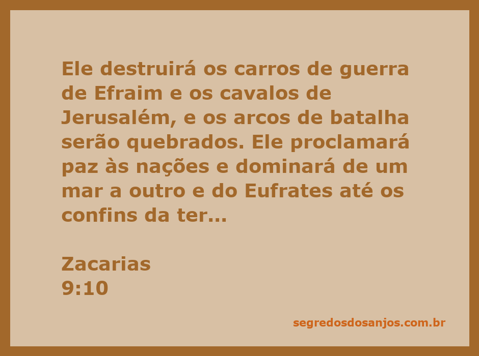 Imagem representativa de Zacarias 9:10, simbolizando a paz e a destruição de armas de guerra.