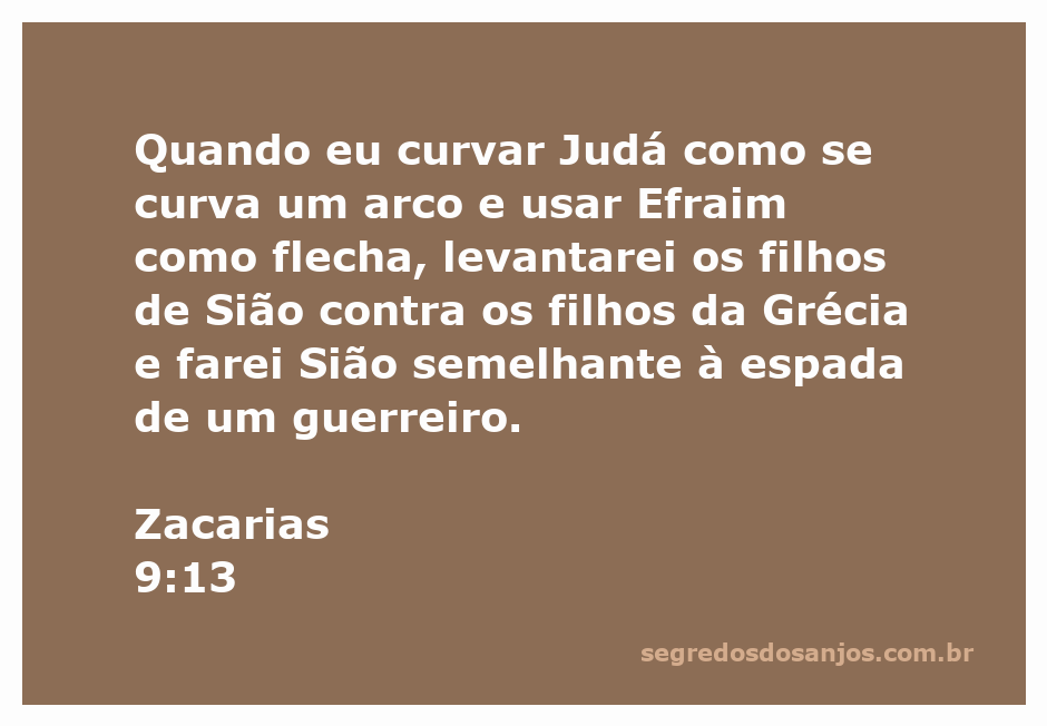 Representação artística de Zacarias 9:13 mostrando Judá como um arco e Efraim como uma flecha, simbolizando a vitória de Sião sobre a Grécia.