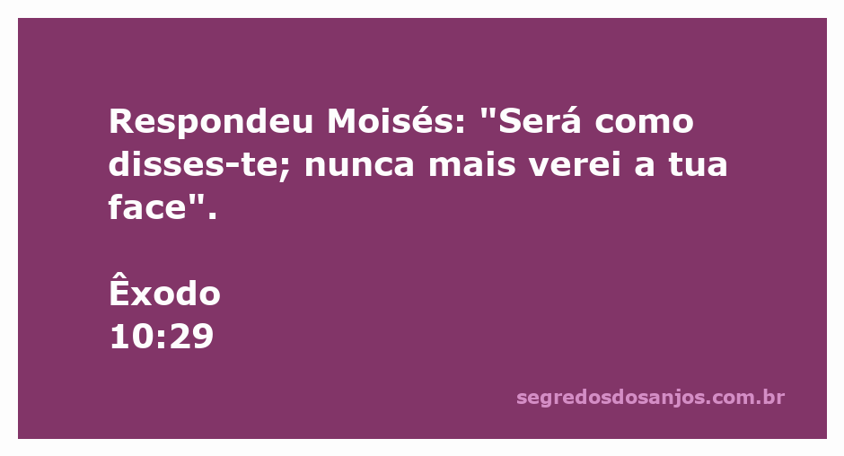 Moisés se despede de Faraó, afirmando que não o verá mais
