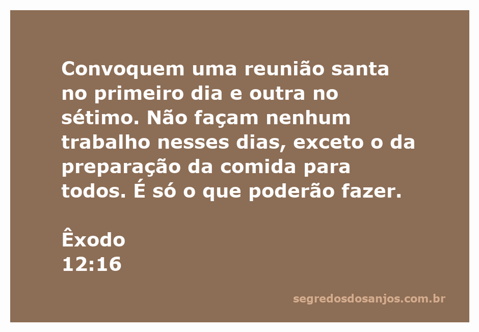 Reunião santa conforme Êxodo 12:16, destacando a importância de descanso e preparação na celebração.