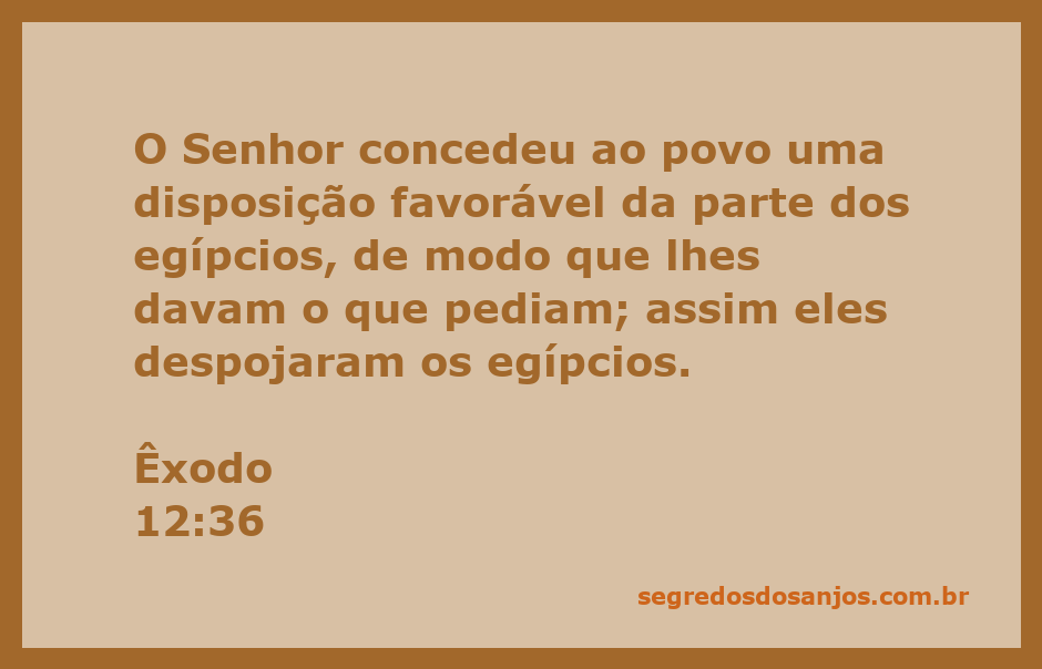 Imagem representando a generosidade dos egípcios ao povo israelita, conforme Êxodo 12:36.