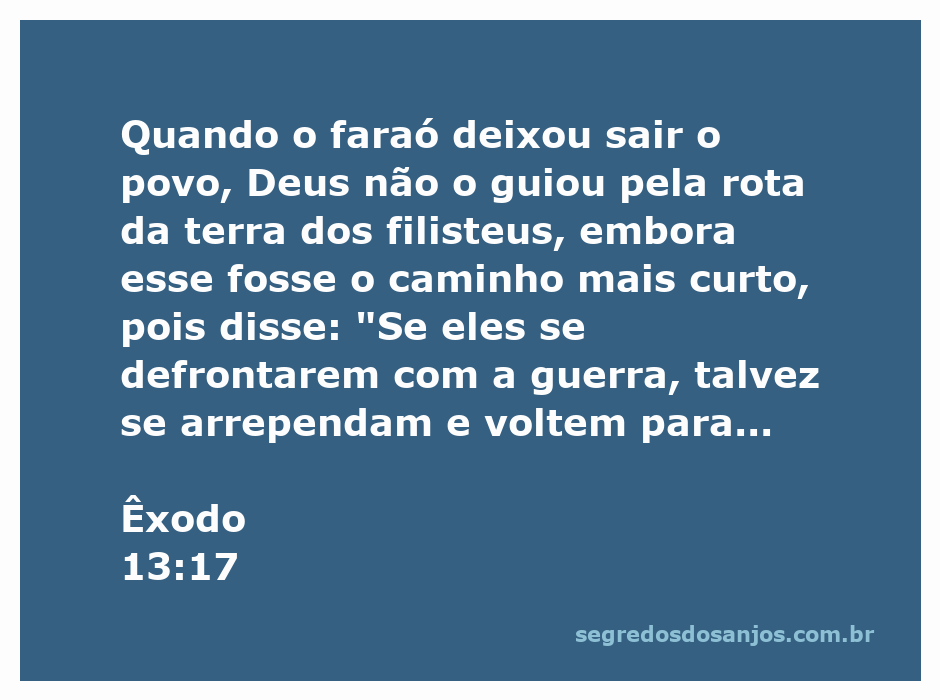 Deus guiando o povo de Israel em direção à Terra Prometida, evitando a rota dos filisteus.