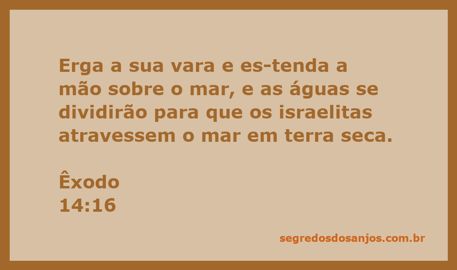 Moisés erguendo sua vara sobre o mar, enquanto as águas se dividem para permitir a passagem dos israelitas.
