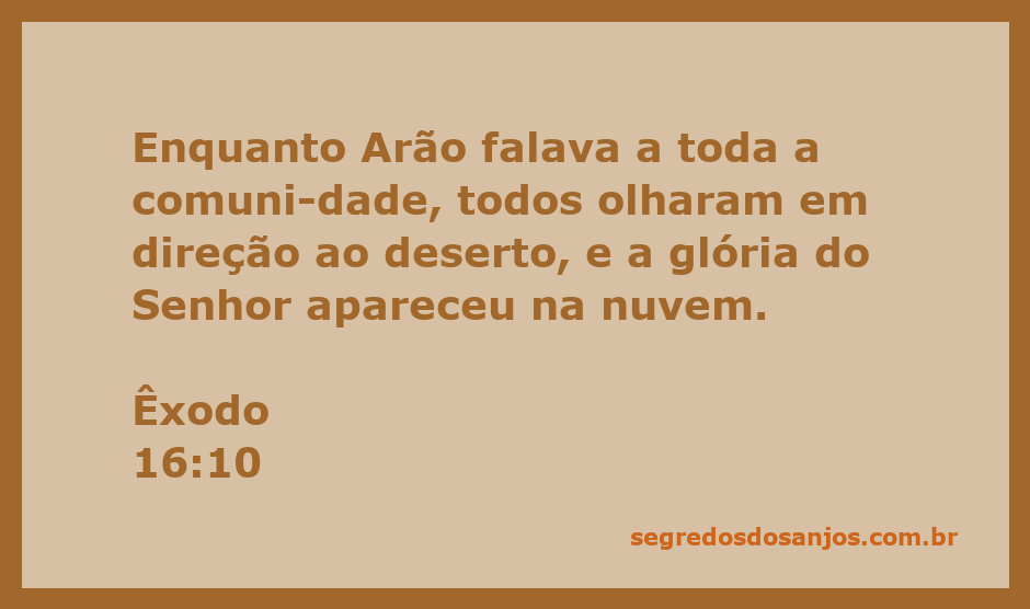 A glória do Senhor aparecendo na nuvem enquanto Arão fala à comunidade no deserto.