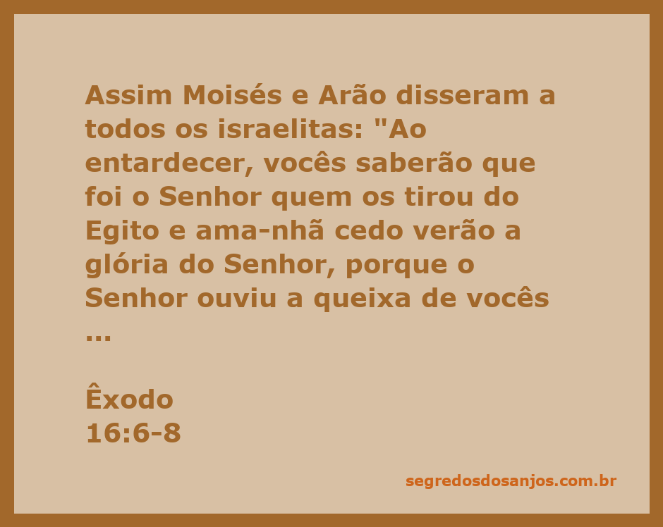 Moisés e Arão comunicando aos israelitas sobre a provisão de Deus no deserto.