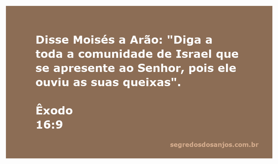 Moisés instruindo Arão para convocar a comunidade de Israel diante do Senhor.
