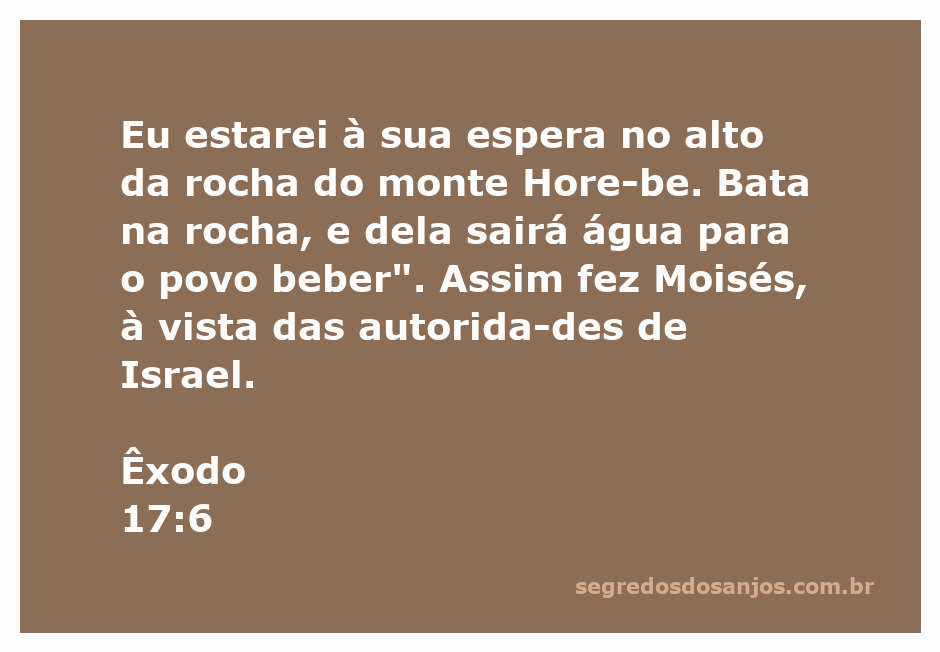 Imagem de Moisés batendo na rocha em Horebe, com água jorrando para o povo de Israel.
