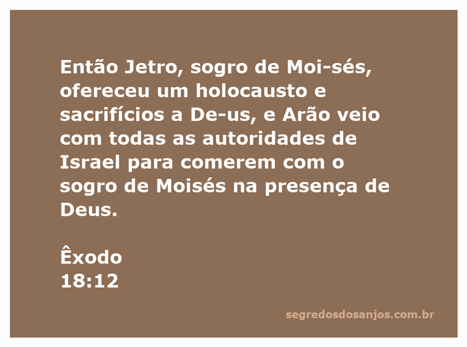 Jetro, sogro de Moisés, oferecendo um holocausto a Deus com Arão e autoridades de Israel presentes.