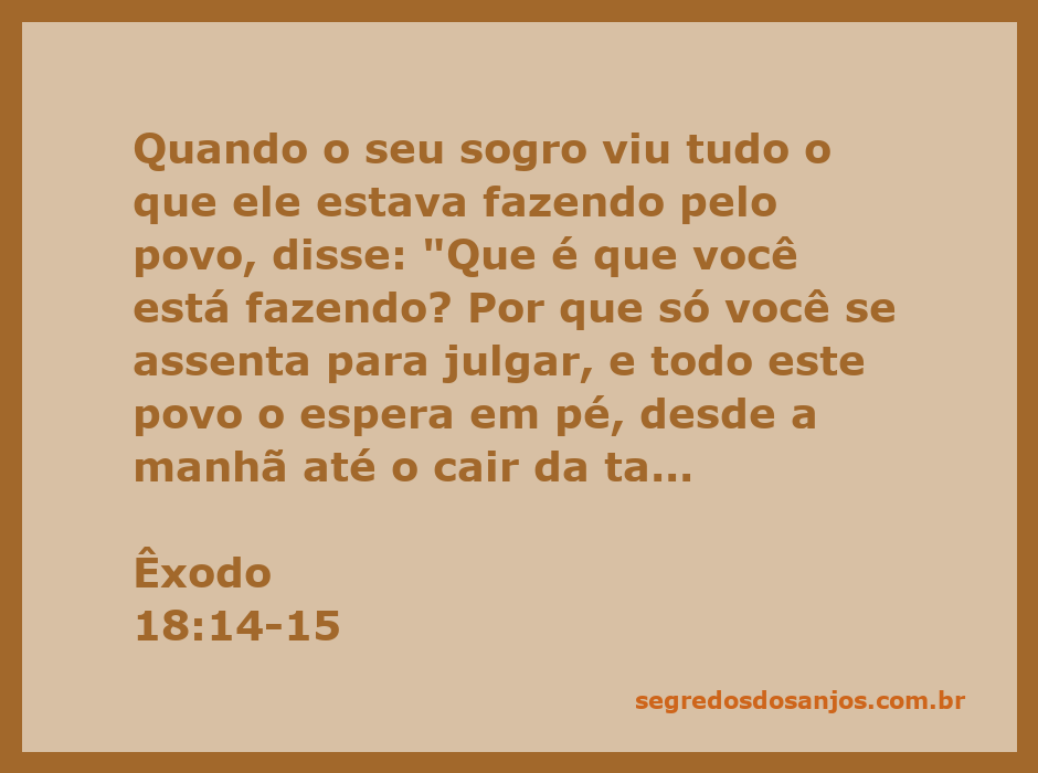 Moisés recebendo conselhos de seu sogro sobre a liderança e a administração do povo de Israel.