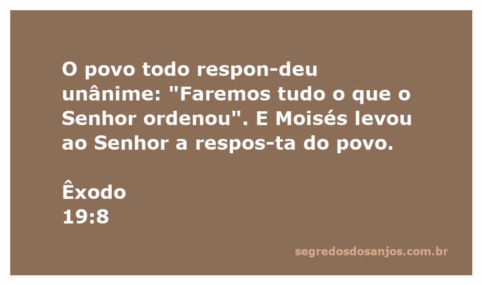 Ilustração do povo de Israel concordando em obedecer aos mandamentos de Deus conforme Êxodo 19:8.