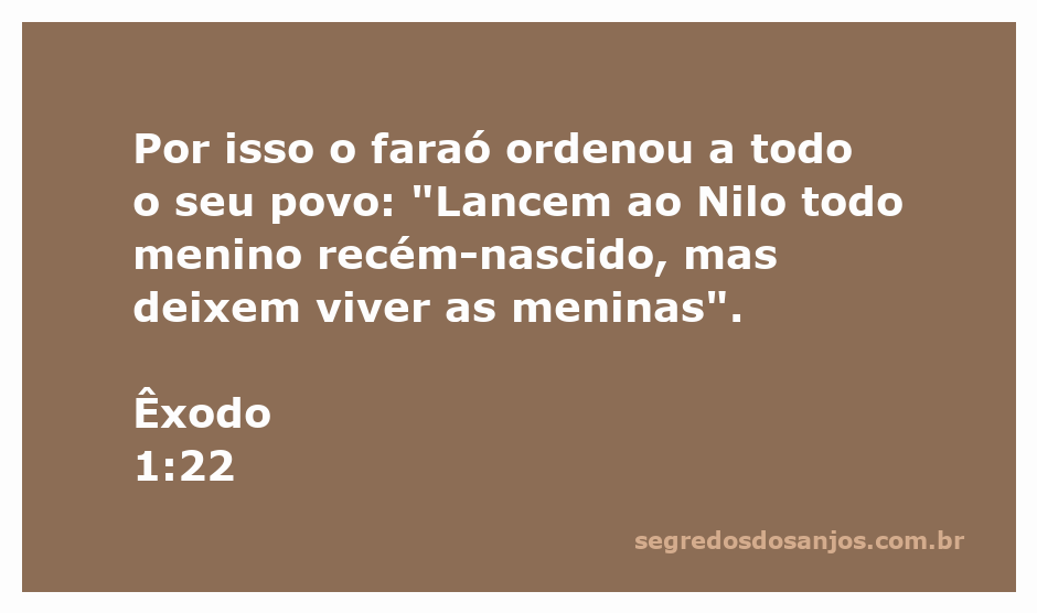 Faraó ordenando que meninos recém-nascidos sejam lançados no Nilo, enquanto as meninas são poupadas.