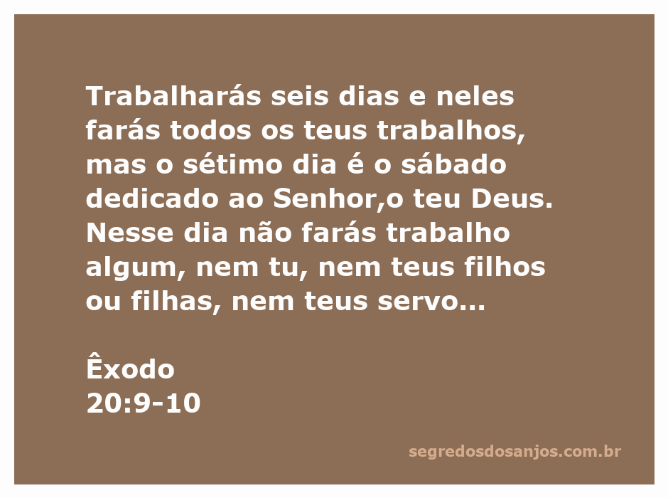 Ilustração do versículo Êxodo 20:9-10 destacando a importância do sábado como dia de descanso e adoração ao Senhor.