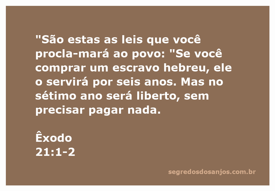 Ilustração representando as leis sobre a escravidão hebraica conforme Êxodo 21:1-2.