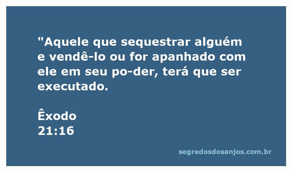 Ilustração representando a condenação do sequestro de pessoas segundo Êxodo 21:16.