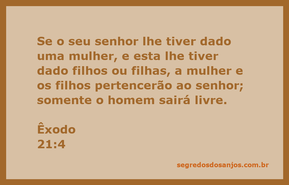 Ilustração de Êxodo 21:4 mostrando a relação de servidão e propriedade familiar na antiguidade.
