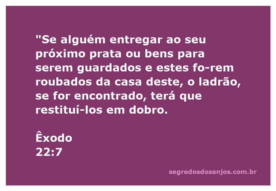 Ilustração do versículo Êxodo 22:7 sobre responsabilidade e restituição de bens.