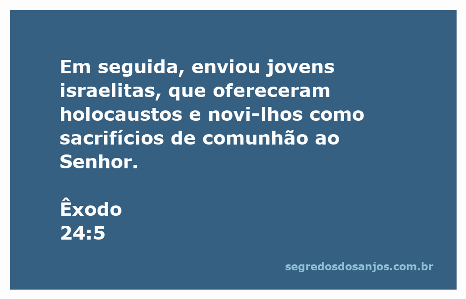 Jovens israelitas oferecendo sacrifícios de holocaustos e novilhos ao Senhor conforme Êxodo 24:5.