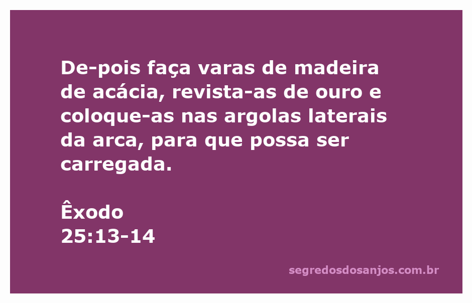 Arca da Aliança com varas de madeira de acácia revestidas de ouro, conforme descrito em Êxodo 25:13-14.