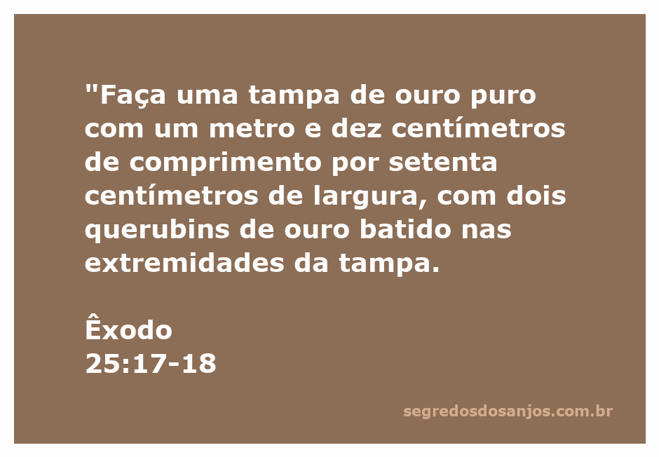 Imagem da tampa do Arca da Aliança com dois querubins de ouro, conforme descrito em Êxodo 25:17-18.